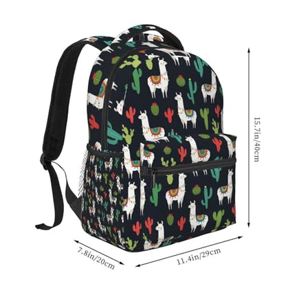Commuter Laptop Backpack Llama Alpaca Cactus, Lightweight Water Resistant Daypack with Inner Pocket for Work, Office - color: Pattern (225)