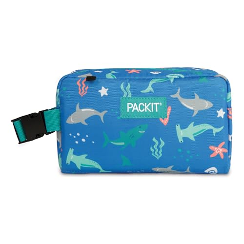 PackIt Freezable Small Insulated Snack Box, Sea Shark, with EcoFreeze Technology (Built-in Ice Pack), Mini Cooler or Small Lunch Bag, For Fresh Snacks On the Go, for Work, Gym, or Travel - color: Sea Shark