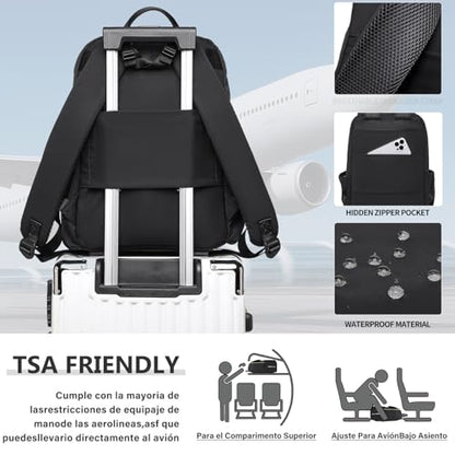Slim Laptop Backpack Work Backpack for Women Fits 15.6 Inch Laptop, College Bookbag Computer Back Pack Purse Daypack Travel Bag, Lightweight & Waterproof (Black) - color: Black