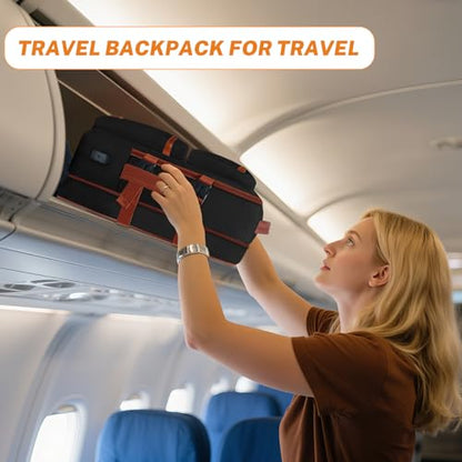 Expandable Travel Backpack Women Men with USB Charging Port, 15.6 Inch Laptop Backpack Waterproof Carry on Flight Approved for Travel Work Hiking College, Black - color: Black