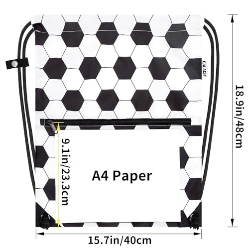 draw string back bag, Large Gym Sports string backpack for men and women with front zipper pocket(football pattern) - color: Soccer, style: Drawstring With Front Pocket