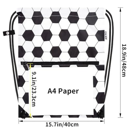 draw string back bag, Large Gym Sports string backpack for men and women with front zipper pocket(football pattern) - color: Soccer, style: Drawstring With Front Pocket