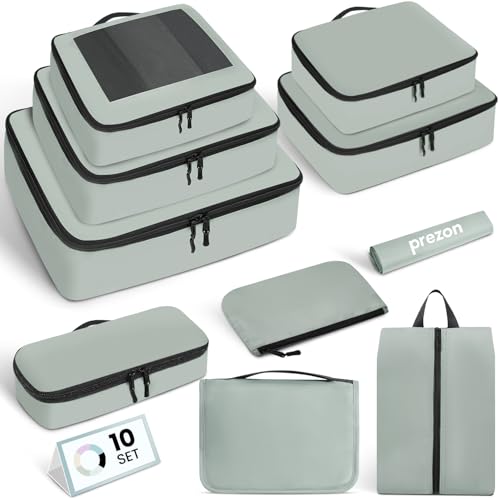 Mesh Packing Cubes for Travel, Durable Luggage Organizer with Sturdy Material and Double Zippers, Comprehensive Set for Travel Accessories Storage, 10 set, mint - color: Mint, size: 10 set