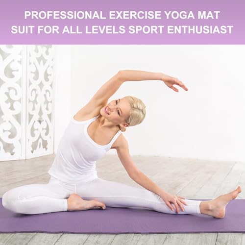 3 mm Thick Yoga Mat Bulk, Non Slip Exercise Workout Fitness Pad for Women Men, Gym Home Yoga Pilates, Easy to Clean, Sturdy PVC - color: Smoky Purple