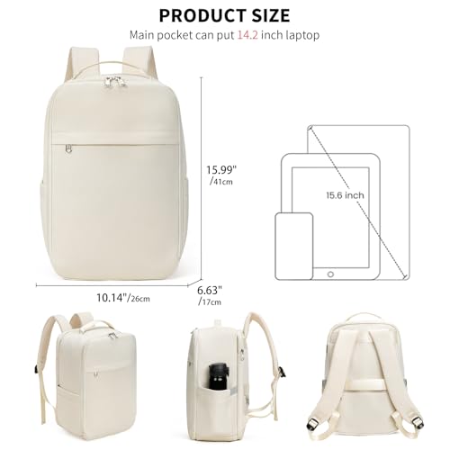 GAEKEAO Travel Backpack 15.6" Laptop Backpack for Men and Women Casual Daypack for Work Business Weekender College Beige - color: Beige