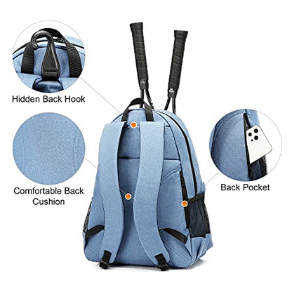 Sucipi Tennis Bag Professional Tennis Backpack for Men and Women Racket Bags Holds 2 Rackets with Ventilated Shoe Compartment - color: Sky Blue