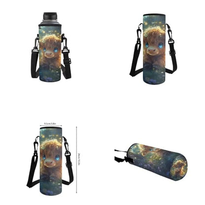 Cute Highland Cow Backpack for Girls Kids Backpack with Lunch Box Water Bottle Carrier and Soft Pencil Case 4PCS Set Cute Bookbag with Front Pocket 17" Large Capacity Elementary School Bag - color: Cute Highland Cow