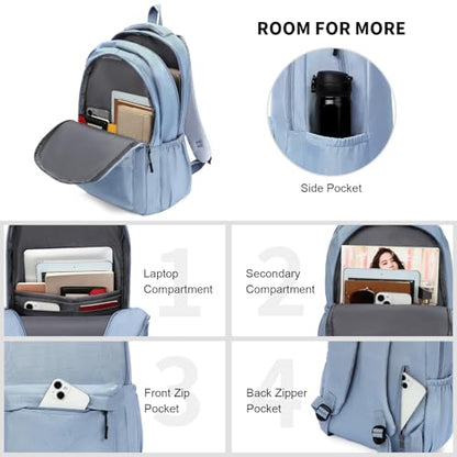 GAEKEAO Everyday Backpack for Women Men, Lightweight Casual Bookbag Travel Backpack for Work College Commute Blue - color: C03 Light Blue