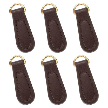 uxcell 6pcs Zipper Pull, 1.57 Inch Leather Zip Puller Zipper Replacement Repair Kit Head Handle for Luggage Clothing Jackets Backpacks Boots, Dark Brown - color: Dark Brown