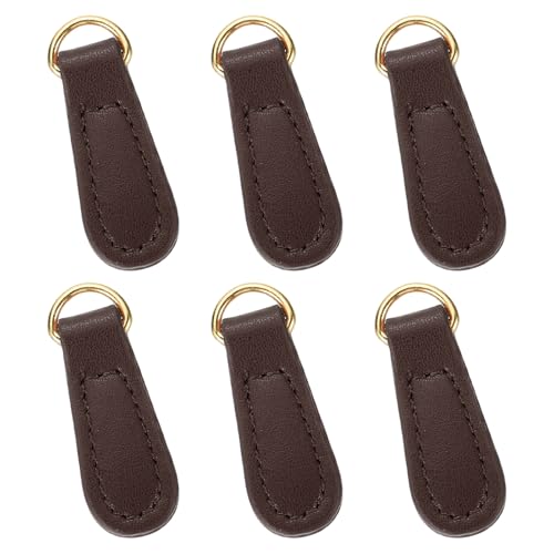 uxcell 6pcs Zipper Pull, 1.57 Inch Leather Zip Puller Zipper Replacement Repair Kit Head Handle for Luggage Clothing Jackets Backpacks Boots, Dark Brown - color: Dark Brown
