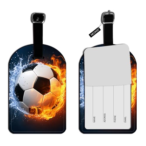 Cool Soccer Ball Art,Amazing Football Pattern Luggage ID Tag Suitcase Carry-On Cards Leather Luggage Tag Travel Accessories Label - 1 pack - color: Xlp-au-0117