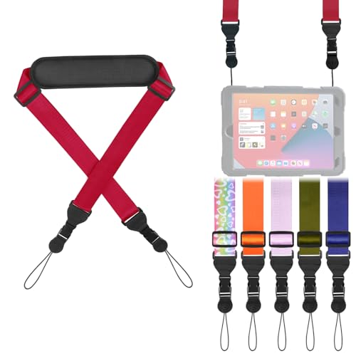 FIEIL Universal Shoulder Strap, Neoprene Padded Bag Strap with Double Adjustable Buckles, Comfortable Neck Lanyard for Camera, Cellphone Tablet,iPad, Laptop, Binocular, Luggage Bag(Red) - color: Red