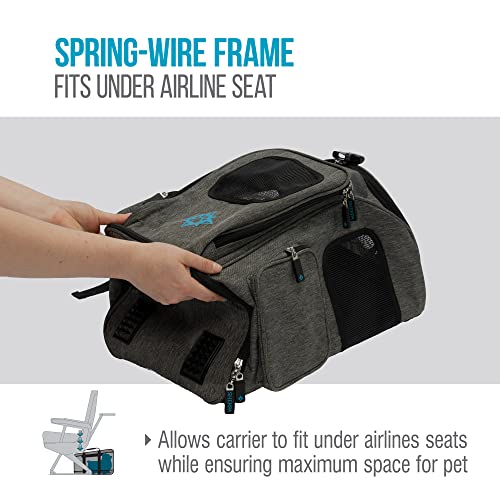 Sherpa 2-in-1 Backpack Travel Pet Carrier, Airline Approved & Guaranteed On Board - Gray, Medium - size: 17.0"L x 10.5"W x 11.0"H, style: Duffel Pet Backpack