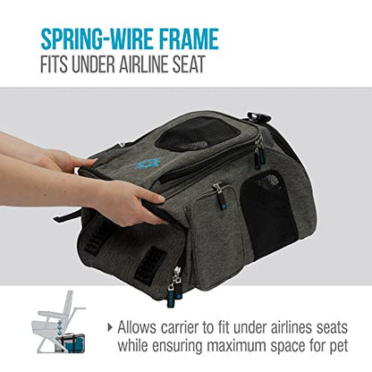 Sherpa 2-in-1 Backpack Travel Pet Carrier, Airline Approved & Guaranteed On Board - Gray, Medium - size: 17.0"L x 10.5"W x 11.0"H, style: Duffel Pet Backpack