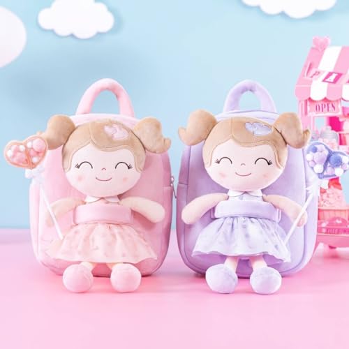 Gloveleya Toddler Backpack Baby Girl Gift Plush Bag Diaper Bag with Pink Flocking Heart Girl Backpack - color: A036 Pink Heart Backpack, size: 9 inches