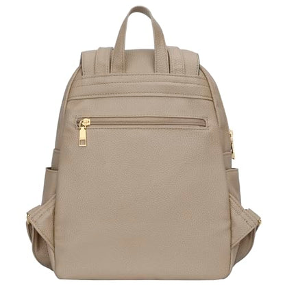 KKXIU Women’s Stylish Leather Backpack Purse – Lightweight Travel Backpack with Multiple Pockets, Lychee Grain PU Leather, Gold Hardware (A-Khaki, 10x12x4.5 Inches) - color: A-khaki, style: Backpack