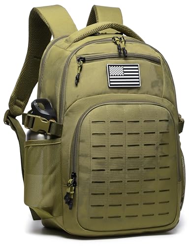 Wotony Military tactical backpack Laser-Cut MOLLE Webbing, backpack for men small tactical assault bag (Khaki, 18.5 inch) - color: Khaki, size: 18.5 inch