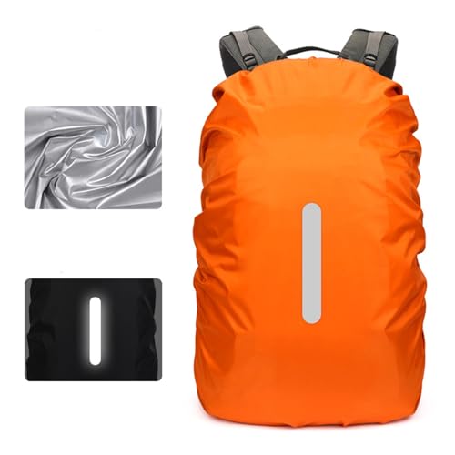 Waterproof Rain Cover for Backpack Reflective Rainproof Protector for Anti-Dust and Anti-Theft - color: Orange, size: Large