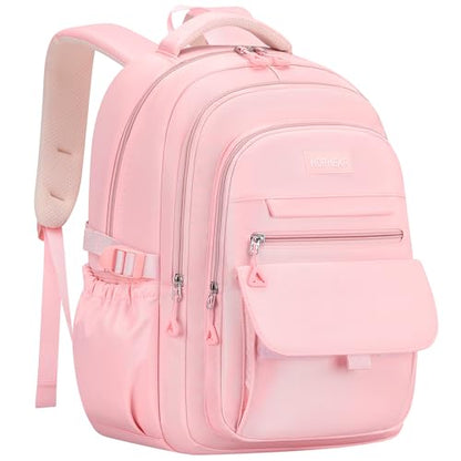 School backpack for Girls, Aesthetic Backpack for Women Cute Bookbag Preppy College (Pink) - color: Pink