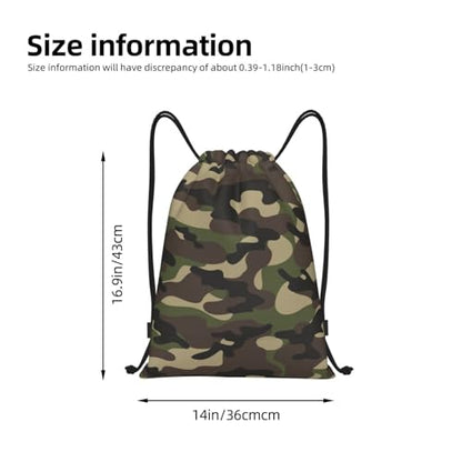 Gianlaima Camo Camouflage Military Green Brown Drawstring Bags Backpack Sport Gym Sack Drawstring Bag String Bag Yoga Dance Travel Bag For Men Women - color: Black23