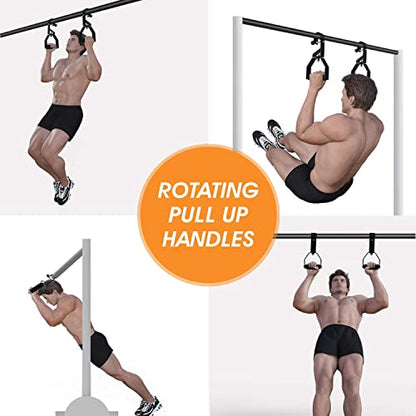 Yes4All Multifunctional Wall Mounted Pull Up Bar And Rotating Pull Up Handles With Non-Slip & Foam Pad Grips