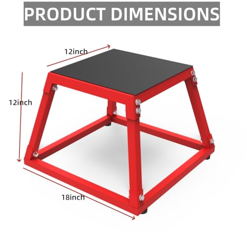 18 Inch Plyometric Jump Box, Steel Plyo Platform and Jumping Box, Anti-Slip Exercise Step Up Box for Home Gym Training,Black