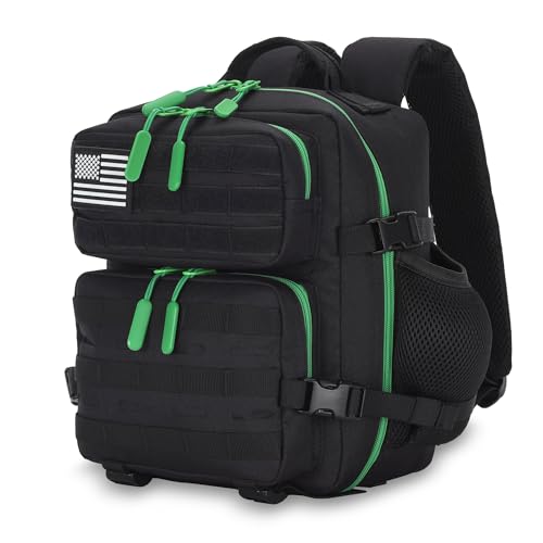 9L Mini Tactical Backpack for Men and Women Tactical Backpack Small for Hiking Small Tactical Bag Fitness Pack - color: Black&green2.0