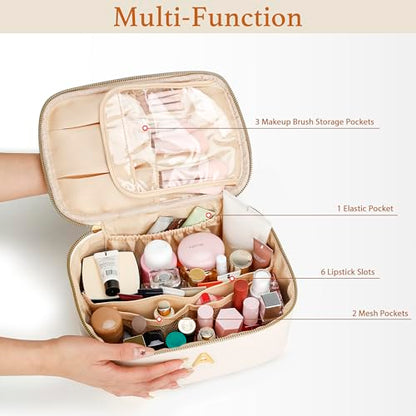 Gifts for Women Travel Makeup Bag Personalized Cosmetic Bag Portable Large Capacity Toiletry Bag(Beige-S) - color: Beige, style: S
