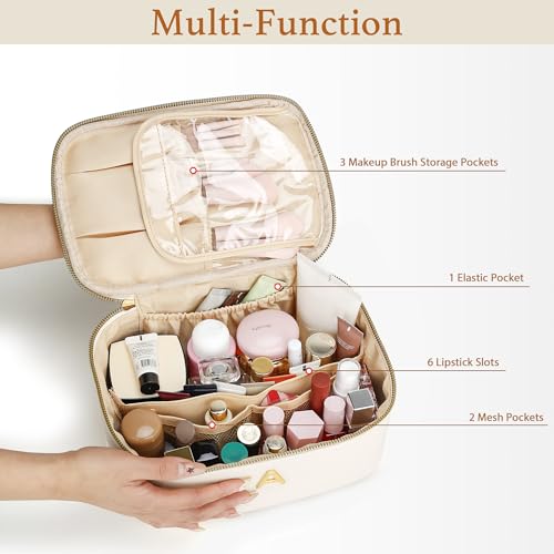 Gifts for Women Travel Makeup Bag Personalized Cosmetic Bag Portable Large Capacity Toiletry Bag(Beige-C) - color: Beige, style: C