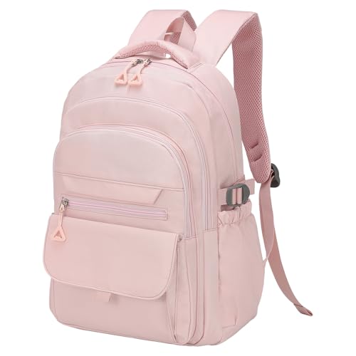 Aesthetic Daypack Backpack, Water-Resistant 15.6" Laptop Backpack for Women and Men, Featuring Touch-Fastener and Anti-Theft Pockets (Pink) - color: Pink