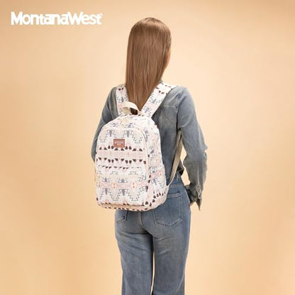 Montana West Backpack Purse for Women Western Aztec Backpack Purse Lightweight Casual Daypack for Travel - color: Tan