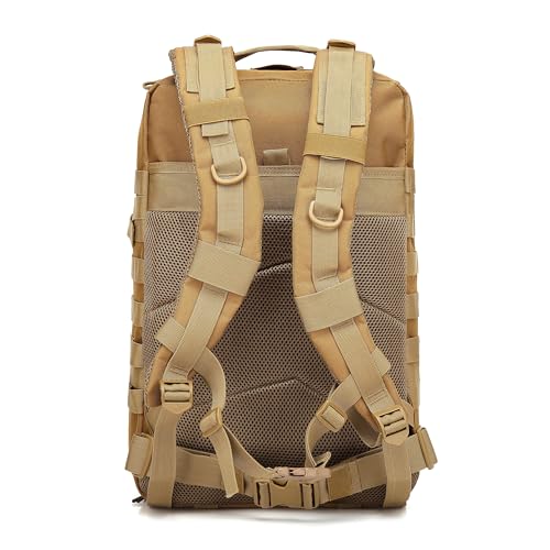 Lovelinks21 Hiking Assault Backpack Waterproof Motorcycle Backpack Bug Out Pack Rucksack for Outdoor Hiking - color: Khaki