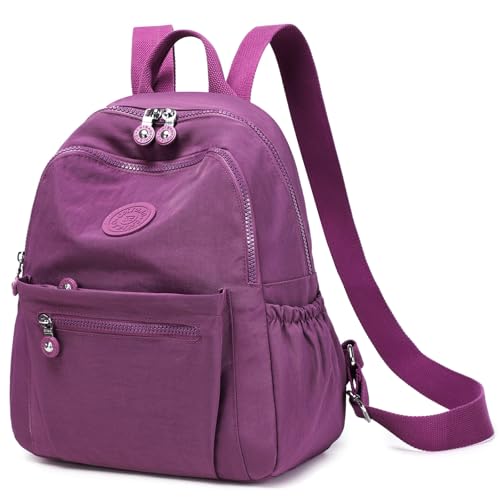 Mini Backpack Purse for Women Lightweight Nylon Casual Bag Small Daypacks for Work Travel (A Purple) - color: A Purple