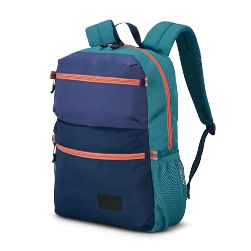 High Sierra Everclass Backpack - Travel or Work Laptop Bookbag with 360° Reflectivity, Dual Water Bottle Pockets & Fits Laptops Up To 15.6”, One Size, Dusk Purple/True Navy/Sea - color: Dusk Purple/True Navy/Sea