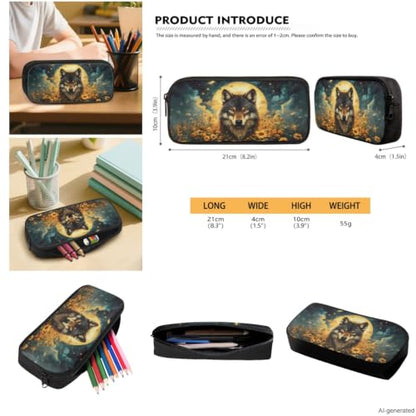 ZDCUSTOM Sunflower Wolf School Backpack with Lunch Box for Kids Boys School Bags with Pencil Case Keychain Water Bottle Holder 5PCS, Large Capacity Elementary Bookbag for 1st 2nd 3rd Grade - color: Sunflower Wolf