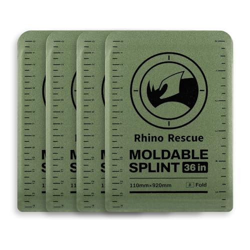 RHINO RESCUE First Aid Splint 36" X 4.3" Green-Gray, Keep Bones in Position (4, Folded) - color: Green