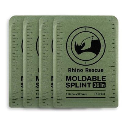 RHINO RESCUE First Aid Splint 36" X 4.3" Green-Gray, Keep Bones in Position (4, Folded) - color: Green