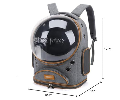 Cat Backpack Carrier, Breathable Cat Carrier Large Space Bubble Pet Backpack for Small Dog and Large cat up to 18lbs, Transparent & Foldable Pet Carrier for Travel Hiking (Grey) - color: Grey