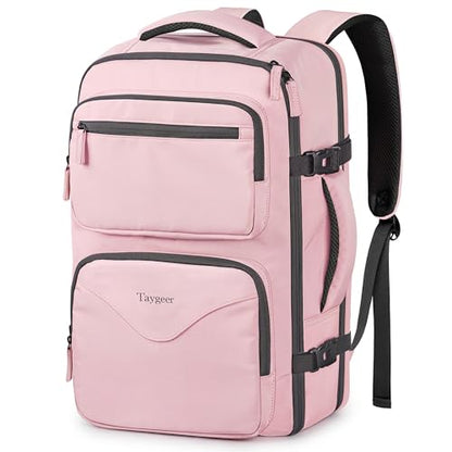 Taygeer 18 x 14 x 8 Inches Personal Item Bag, Travel Personal Item Bag with Water Bottle Pocket & Shoe Pouch, TSA Approved Under Seat Carry on Backpack Fits 15.6 inch Laptop for Women Airplanes, Pink - color: Amourpink