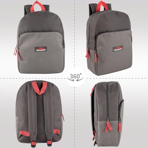 Trail maker 15 Inch Backpack for Kids, Preschool, Elementary & Middle School Students – Spacious Bookbag with Large Front Pocket, Adjustable Straps, Fits up to 13 Inch Laptop (Grey) - color: Grey