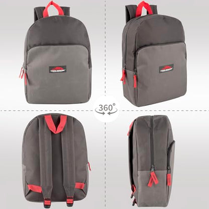 Trail maker 15 Inch Backpack for Kids, Preschool, Elementary & Middle School Students – Spacious Bookbag with Large Front Pocket, Adjustable Straps, Fits up to 13 Inch Laptop (Grey) - color: Grey