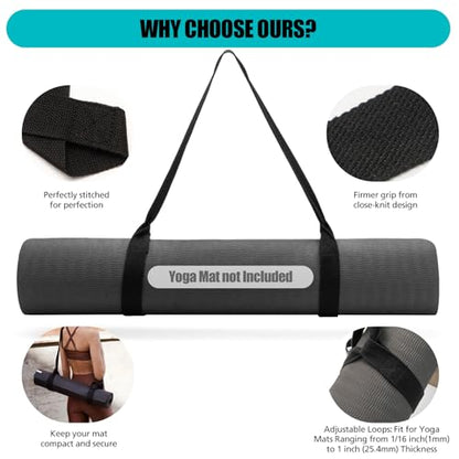 Yoga Mat Carrier Strap, Adjustable Thick Straps Sling for Carrying Large Mats, Stretching Band - color: Grey