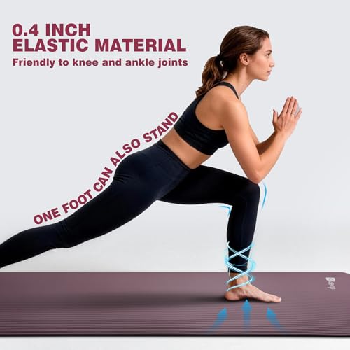 KEEP Extra Thick NBR Yoga Mat for Women & Men, 10mm Thick, 72”x24” Large Exercise Mat with Non-Slip Workout Mat for Yoga, Pilates, Stretching, Meditation – Wide & Cushioned Fitness Mat - color: purple