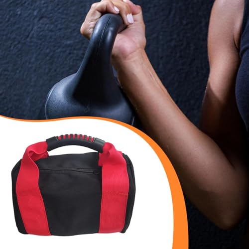 Kettlebell Sandbag Bag Only with Handle - Sand Weights Bag for Functional Fitness, Boxing, Bodybuilding (Sand Not Included) - color: Red