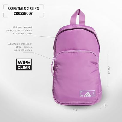 adidas Essentials Crossbody – Athletic Sling Bag with Phone Pocket - color: Preloved Purple/2.0
