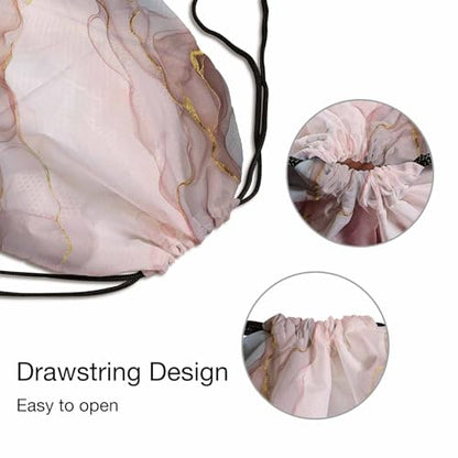 Drawstring Gym Backpack Gold Abstract Liquid Volleyball Bag Sports Backpack Art Marble Paint Sophisticated Grunge 14x16.9 Inch - color: Marble Texture