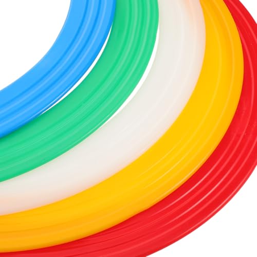 VICASKY 5pcs Precision Balanced Circus Rings - Professional Juggling Rings for Clown Performances, Acrobatic Shows, and Skill Training - Vibrant Multicolor Set (White, Red, Yellow, Blue, Green)