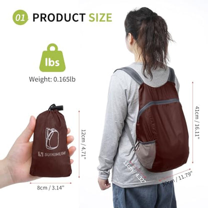 20L Hiking-Daypack Lightweight Foldable Travel Packable Backpack for Camping Cycling Outdoor,Dark Red - color: Dark Red