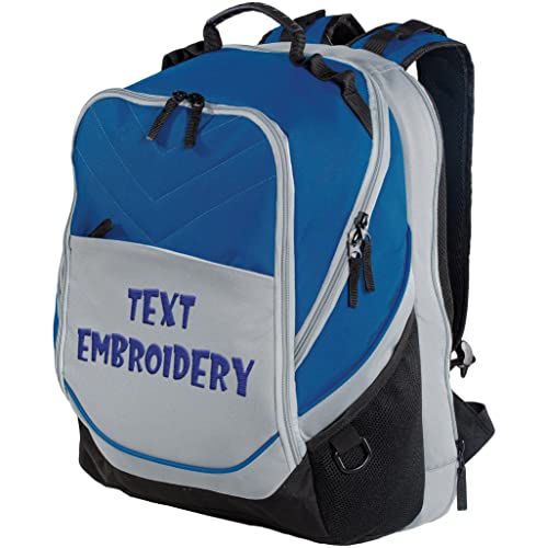 TEEAMORE Custom Travel Laptop Backpack Add Your Embroidered Text Computer Water Resistant Bag Royal Grey Black - color: Royal Grey Black, size: 17 inch - Add Your Text
