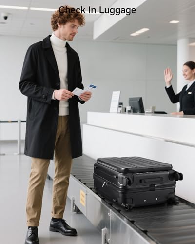 Hanke 26 Inch Expandable Luggage Top Opening Checked Bag Luggage Hard Shell Suitcases with Wheels Lightweight Travel Luggage Heavy Duty Luggage Suitcase with Lock for Woman Men-Jet Black - color: Jet Black, size: 26 Inch Expandable